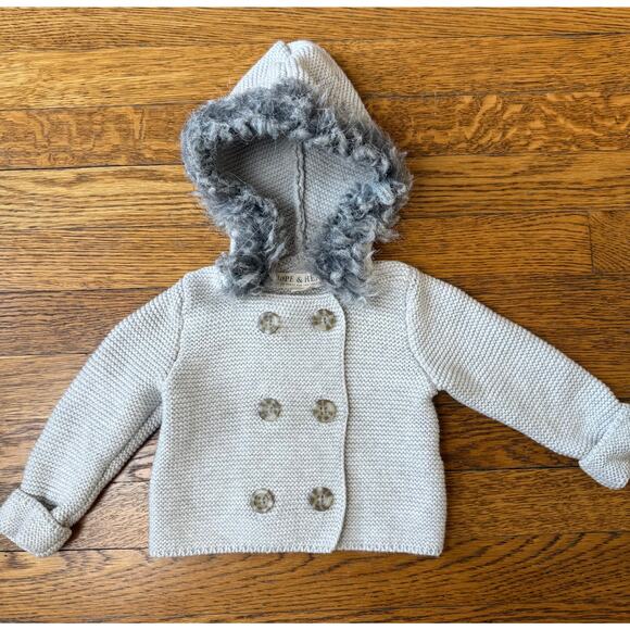 Hope & Henry Boys' Knit Hooded Sweater Size 0-3 Months - Picture 1 of 4